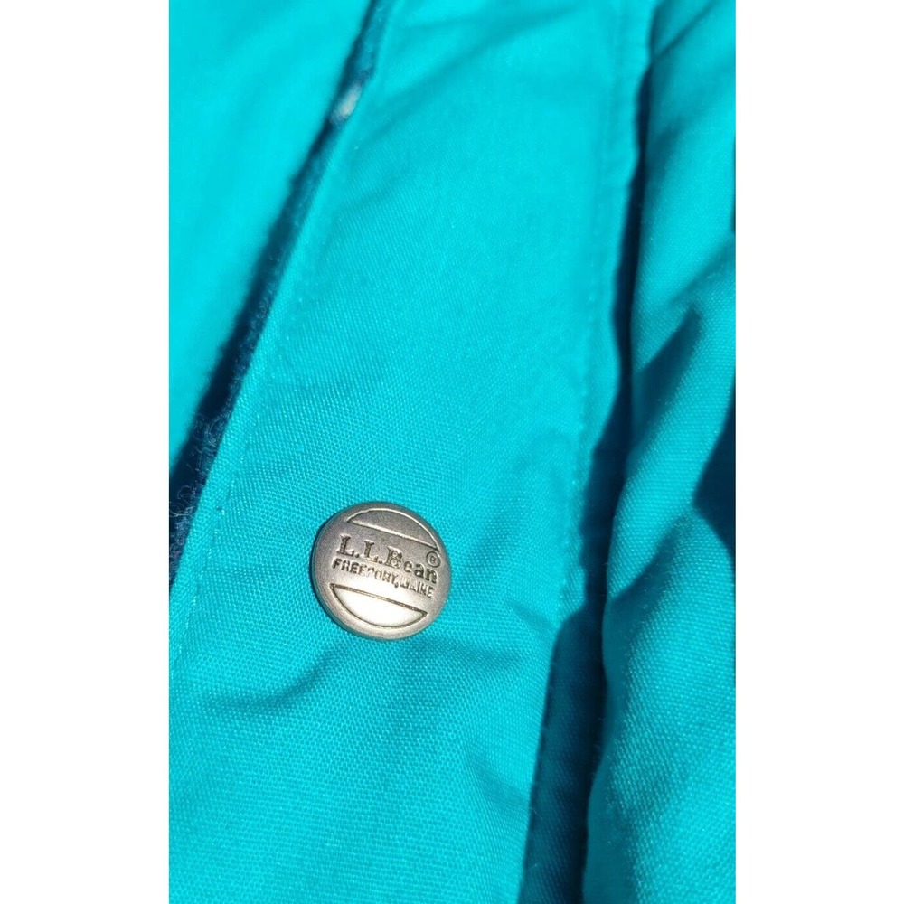 Vintage LL Bean Full Length Flannel Lined Insulated Womens Teal Jacket USA Large - Picture 4 of 14